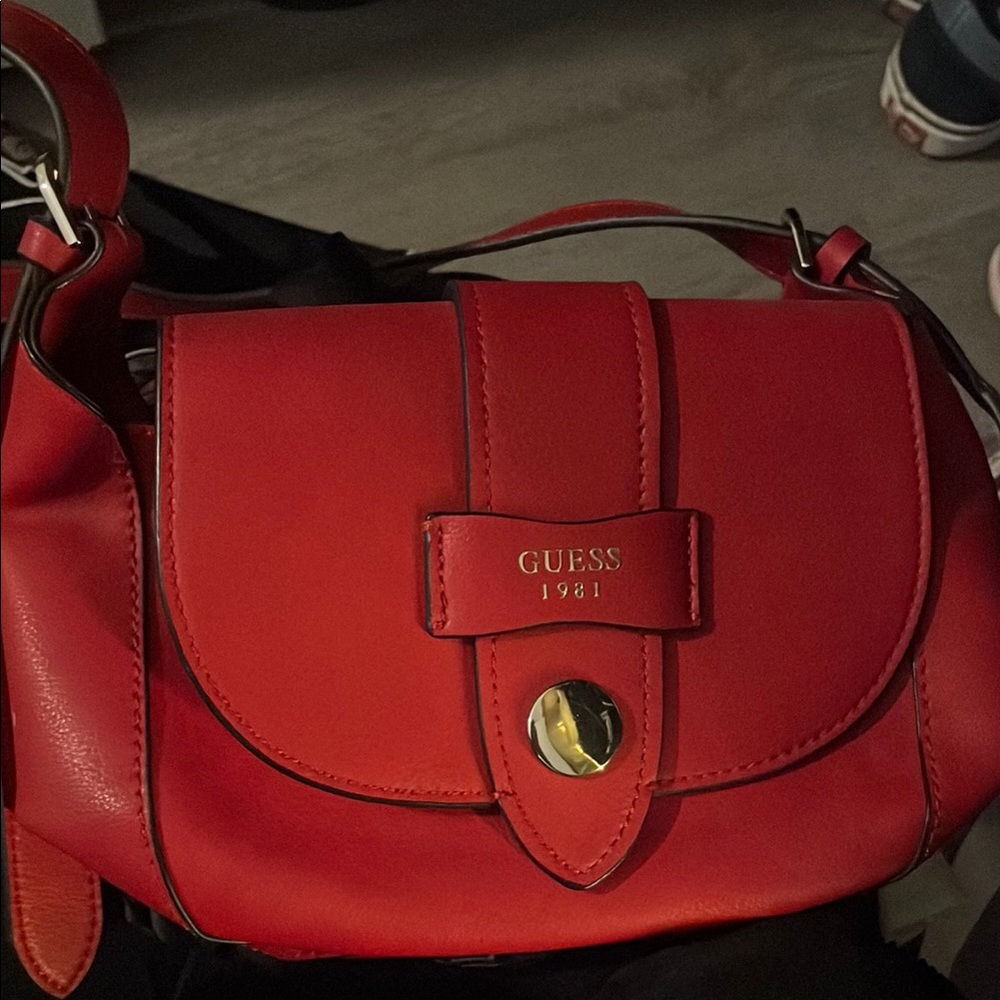 Guess Red Leather Crossbody Bag